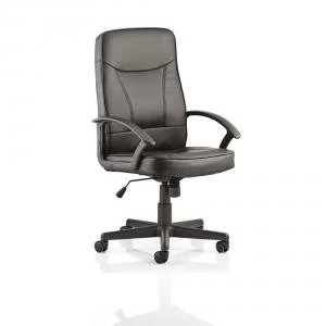 Image of Trexus Blitz Executive Black Chair With Arms Bonded Leather Black Ref