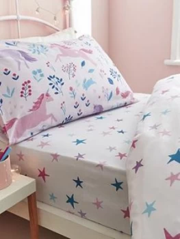 Image of Bianca Cottonsoft Woodland Unicorn And Stars Cotton Fitted Sheet