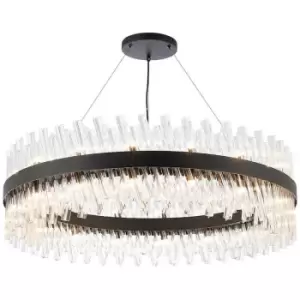 Image of Luminosa Kalih 32 Light G9, Ceiling Pendant Round, Satin Black, Clear Item Weight: 29.51kg