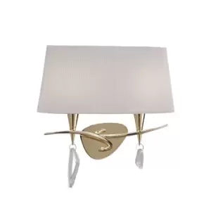 Image of Mara Wall Lamp Switched 2 Light E14, French Gold With Ivory White Shade