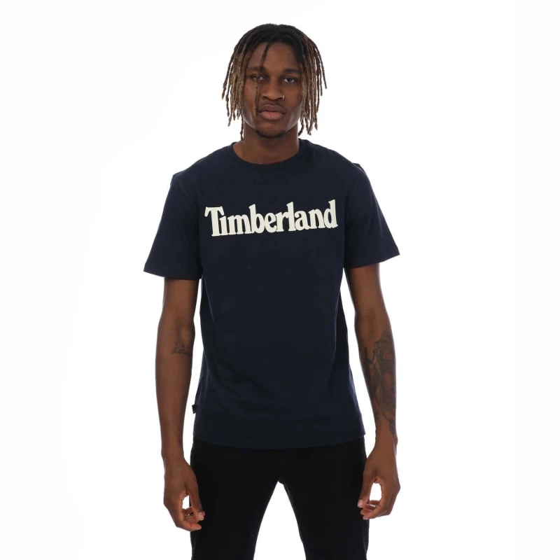 Image of Timberland Northwood Wordmark Logo T-Shirt - Blue Blue S