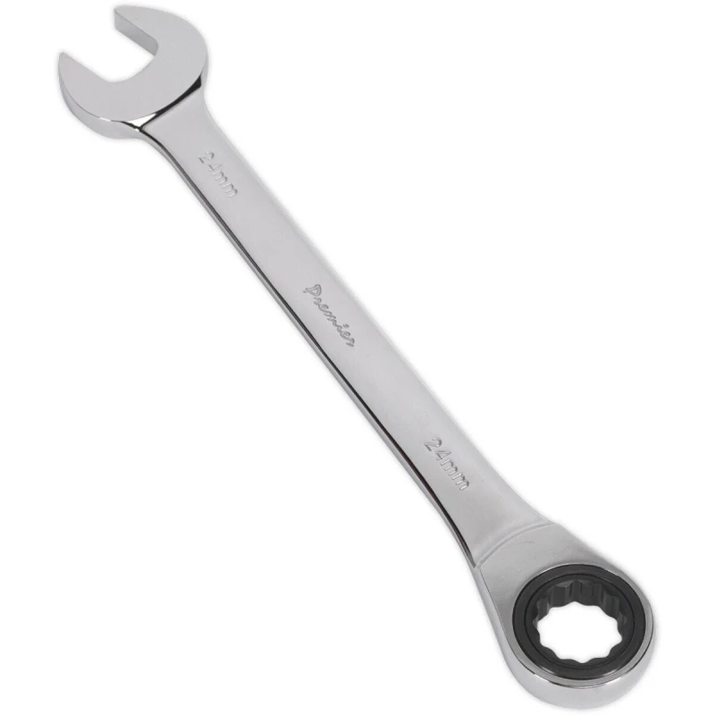 Image of Loops 24mm Ratchet Combination Spanner - Chrome Vanadium Steel - 72 Tooth Ratchet Ring Metallics