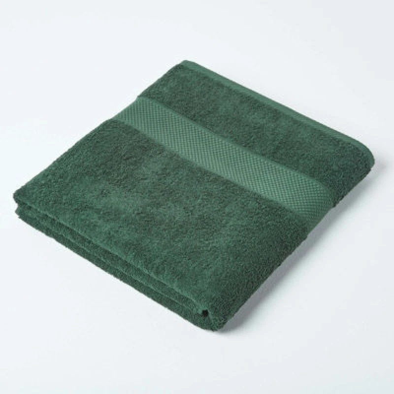 Image of Homescapes Turkish Cotton Bath Sheet, Dark Green