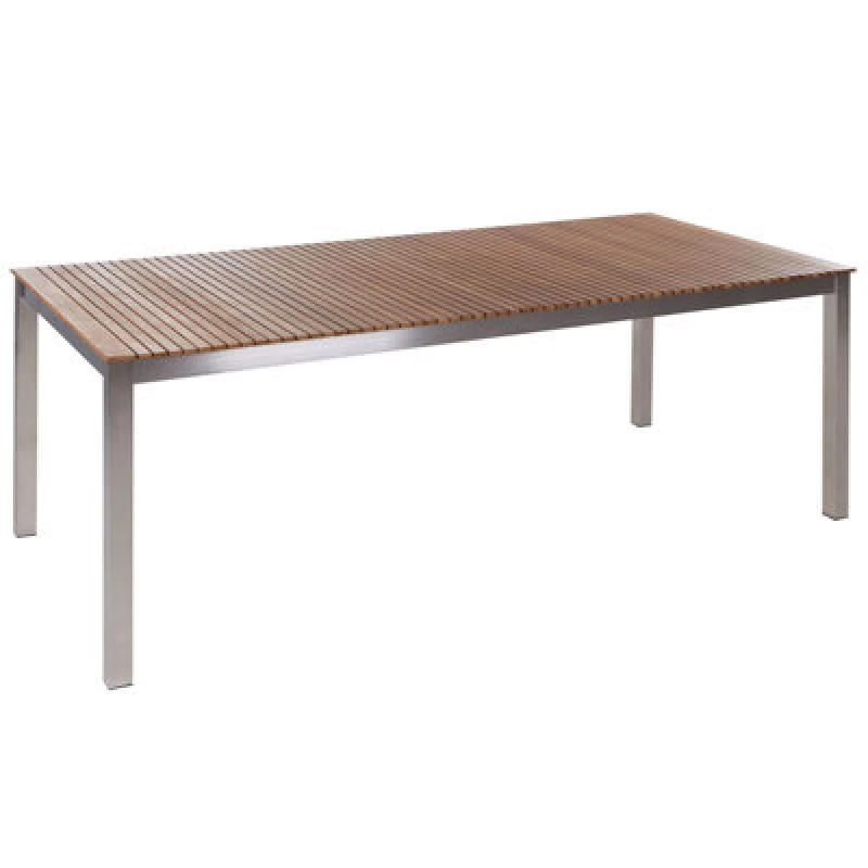 Image of Beliani Garden Dining Table Viareggio 200 Cm 90 Cm Fsc Certified Teak Wood Brown