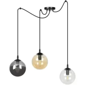 Image of Emibig Gigi Black Glass Globe Cluster Pendant Ceiling Light with Clear, Graphite, Amber Glass Shades, 3x E14