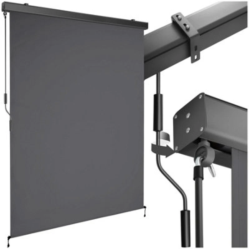 Image of Tectake Vertical Awning Eloise - Installation Materials Included, Retractable, Uv Blocking 140 X 250 Cm - Dark Grey