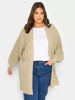 Image of Yours Longline Pocket Cardigan - Natural, Size 22-24, Women