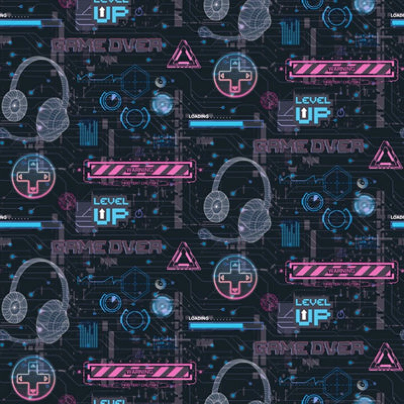 Image of ARTHOUSE Gaming Glitch Charcoal Pink Wallpaper Children's Room Feature Wall - Arthouse WL-923803