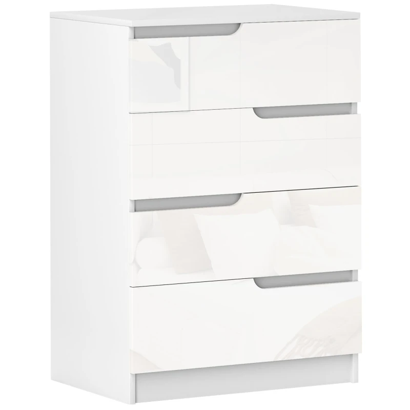 Image of HOMCOM 4 Drawer Chest of Drawers for Bedroom - 60 x 40 x 85cm - White TJ Hughes 5063603282537