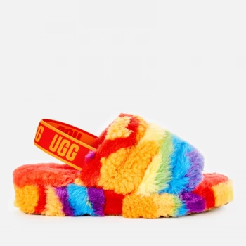 Image of UGG Womens Fluff Yeah Pride Collection Slippers - Rainbow Stripe - UK 6