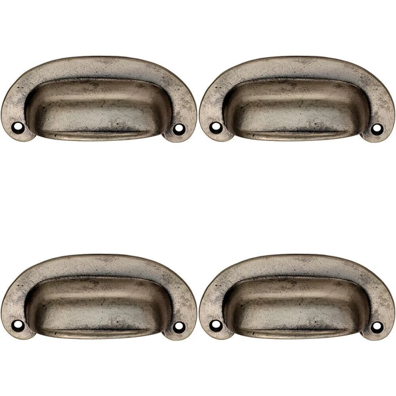 Image of Loops 4x Oval Plate Cabinet Cup Handle 106 x 44.5mm 87mm Fixing Centres Pewter Multi unisex