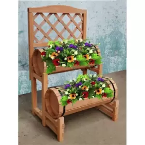 Image of Groundlevel Wooden Barrel Planter - Natural Wood