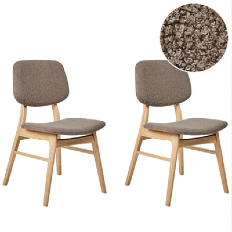 Image of Beliani Set Of 2 Dining Chairs Elaine Wood Light Brown/ Taupe