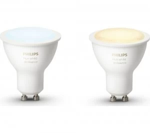 Image of Philips Hue White Ambiance Wireless Bulb GU10 Pack of 2