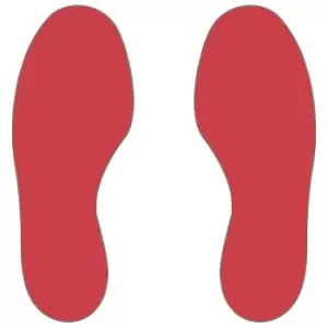 Image of PVC floor markings, feet, 25 right / 25 left, pack of 50, red