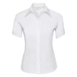 Image of Russell Collection Ladies/Womens Short Sleeve Ultimate Non-Iron Shirt (XS) (White)