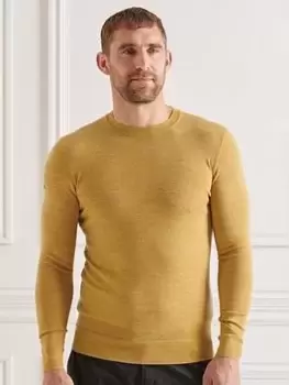 Image of Superdry Studios Merino Crew Knit, Yellow Size M Men