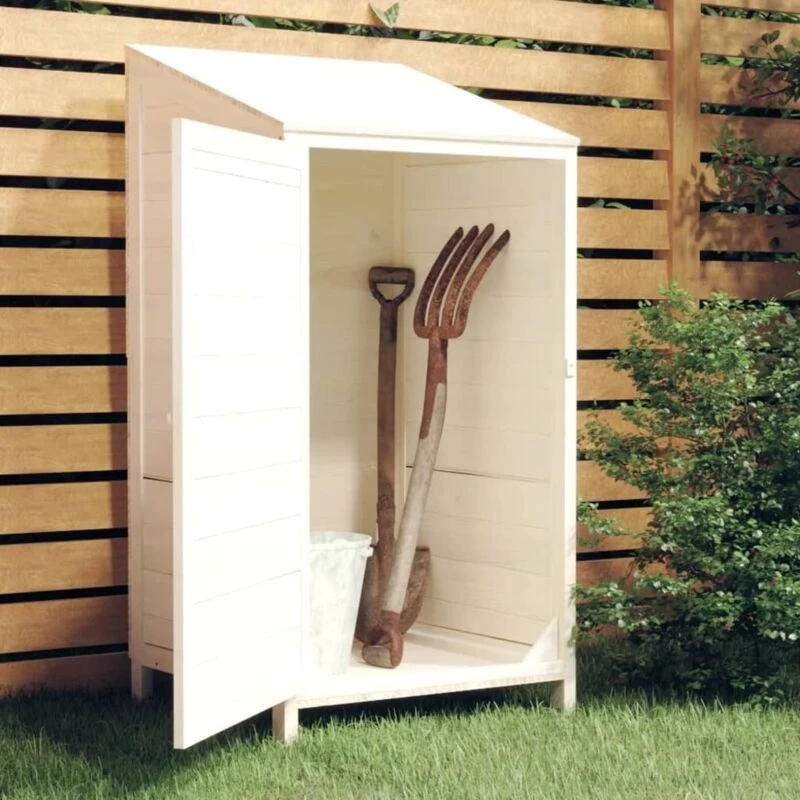Image of vidaXL Garden Shed White 55x52x112cm Solid Wood Fir, White 152179