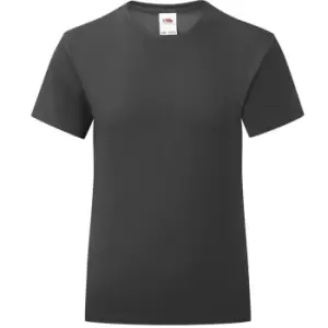 Image of Fruit Of The Loom Girls Iconic T-Shirt (3-4 Years) (Black)