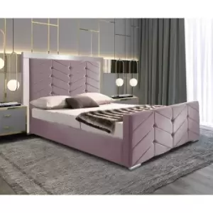 Image of Marisa Upholstered Beds - Plush Velvet, Double Size Frame, Pink - Pink