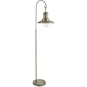 Image of Searchlight Fisherman - 1 Light Floor Lamp Antique Brass and Glass, E27