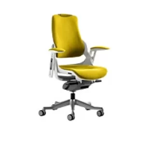 Image of Dynamic Synchro Tilt Executive Chair Height Adjustable Arms Zure Senna Yellow Seat With Headrest High Back