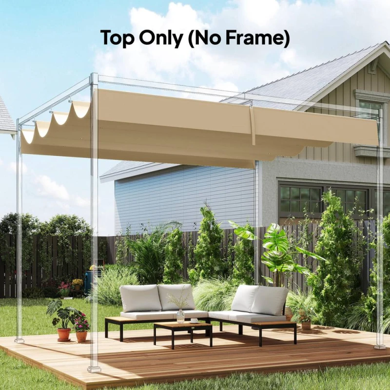 Image of OUTSUNNY Retractable Pergola Canopy Only for 4 x 3m Pergola, Khaki Khaki Unisex