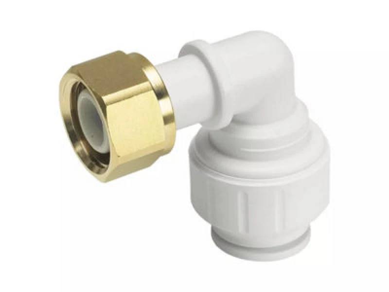 Image of John Guest Bent Tap Connector 15mm X 1/2 White