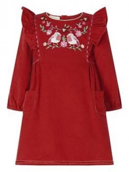 Image of Monsoon Baby Girls Robin Cord Dress - Red