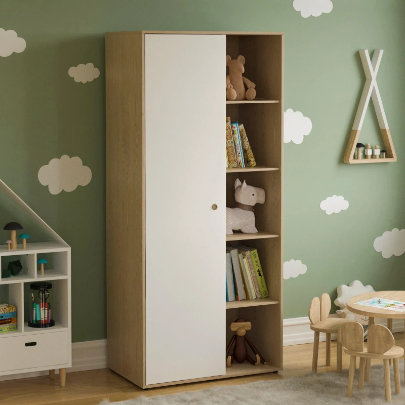Image of Lassic Junior Vida Neptune 1 Door Wardrobe White & Oak unisex 1 Door