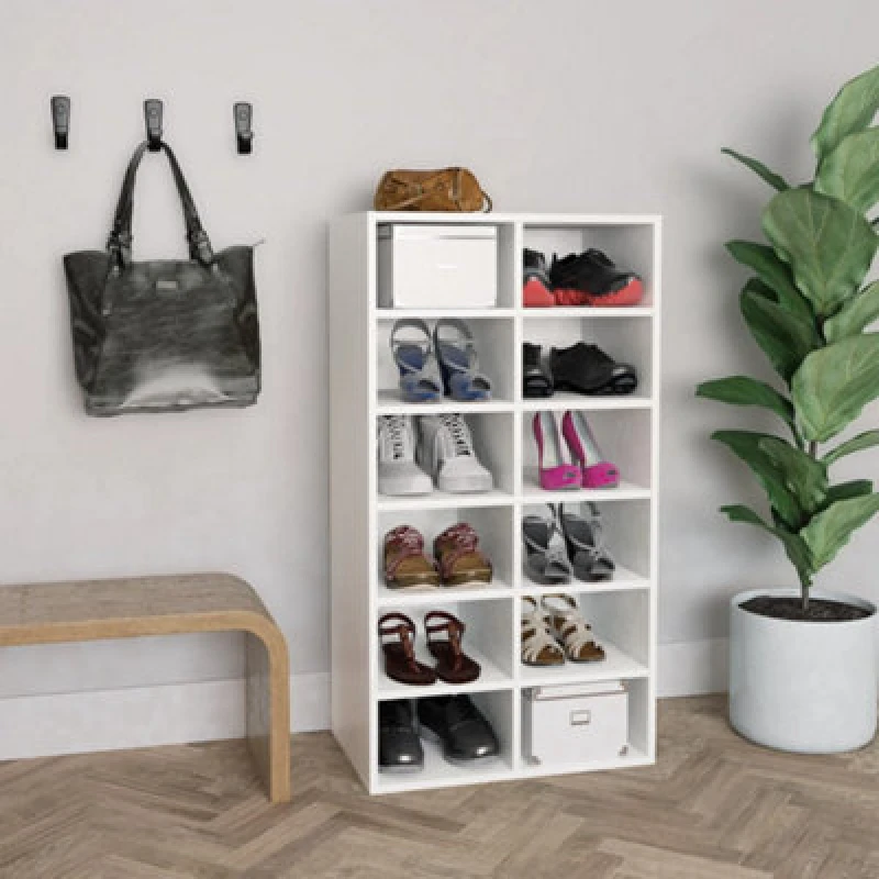 Image of Vidaxl Shoe Rack White 54X34X100.5cm Engineered Wood