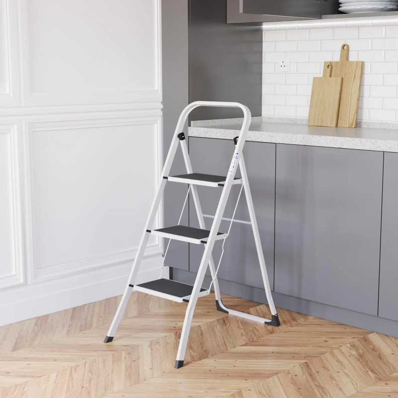 Image of Lassic Home Vida 3 Step Ladder With Anti Slip Mat White unisex 3 Step