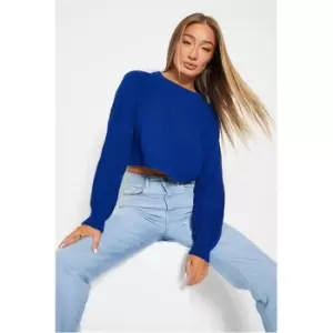Image of I Saw It First Crew Neck Cropped Jumper - Blue
