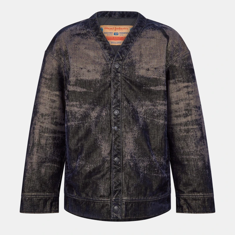 Image of Diesel Mens Designer Denim Button-Through Jacket Blue Denim male S