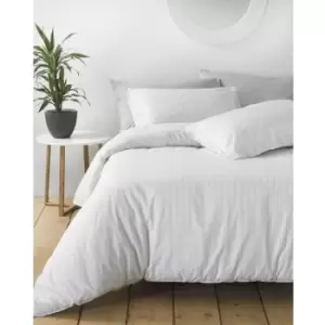Image of Linen Yard Linear Duvet Cover Set (King) (White/Grey) - White/Grey