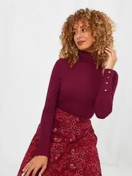 Image of Joe Browns Jersey Roll Neck Top - Berry, Red, Size 16, Women