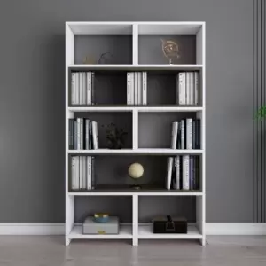Image of Poyraz 5-tier Bookcase Bookshelf Shelving Unit - White Walnut - Decorotika