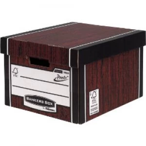 Image of Fellowes Bankers Box Presto Classic Storage Box A4 Wood Grain Pack of 10