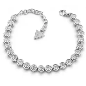 Image of GUESS rhodium plated tennis bracelet with Swarovski crystals.