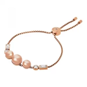 Image of Ladies Michael Kors Rose Gold Plated Modern Classics Pearl Slider Bracelet