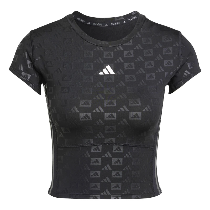 Image of adidas Hyperglam Training Emboss T-Shirt womens T shirt in Black