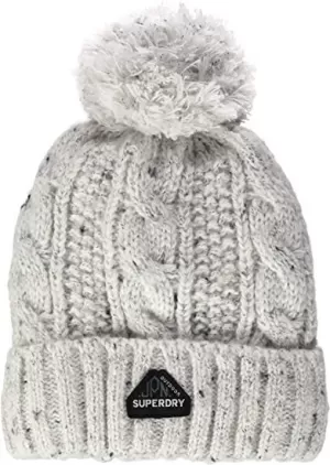 Image of Superdry Womens Gracie Cable Beanie - Winter White Tweed