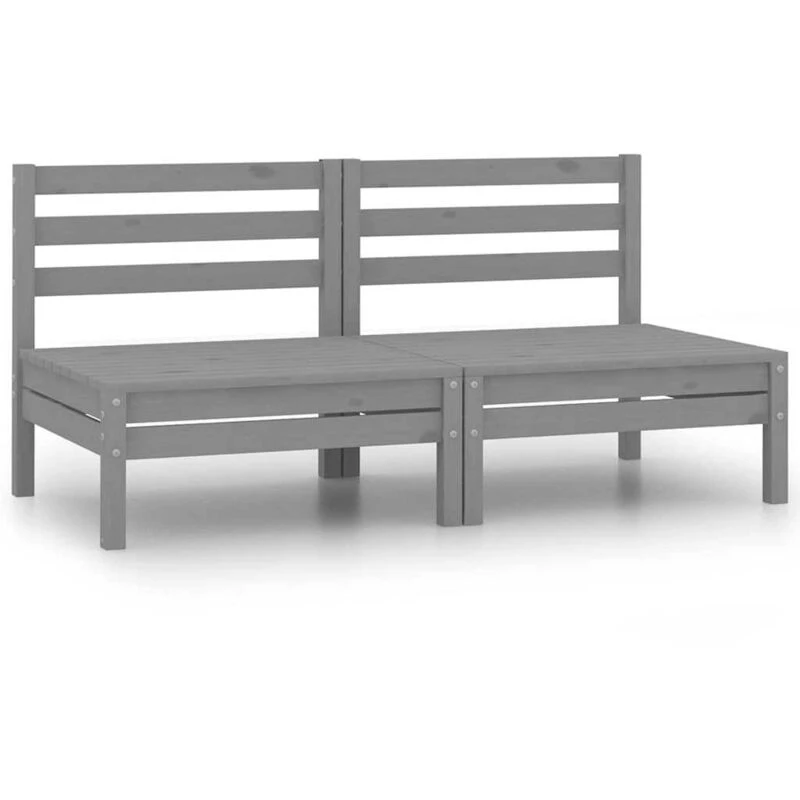 Image of VIDAXL Garden Middle Sofas 2 pcs Grey Solid Pinewood Vidaxl 8720286659038