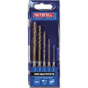 Image of Faithfull 5 Piece HSSE M35 Cobalt Impact Drill Bit Set