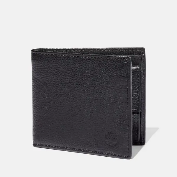 Image of Timberland Kennebunk Bifold Leather Wallet With Coin Pocket For Men In Black Black, Size ONE