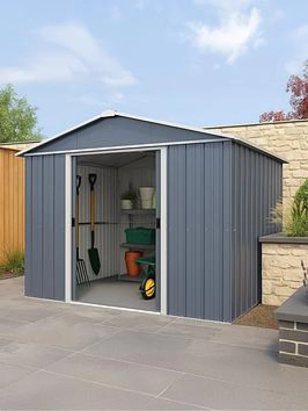 Image of Yardmaster 10ft X 8ft Castleton Apex Roof Metal Shed With Floor Frame One Colour WWYJR Unisex