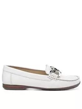 Image of Hotter Hotter Adriana Buckle Front Casual Leather Loafer - White, Size 5, Women