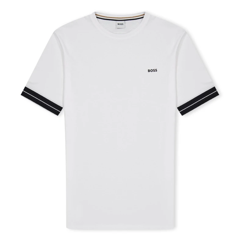 Image of Boss Hugo Boss Boys Striped Sleeve Short Sleeve T-Shirt White White male