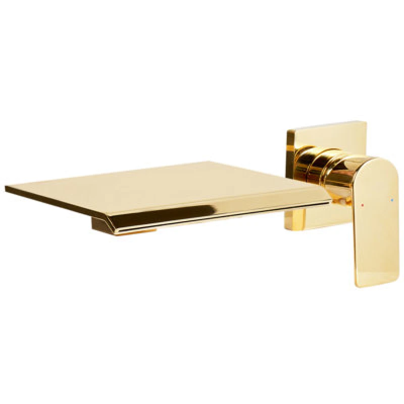 Image of Beliani Wall Mounted Basin Mixer Tap Aponwao Brass Gold