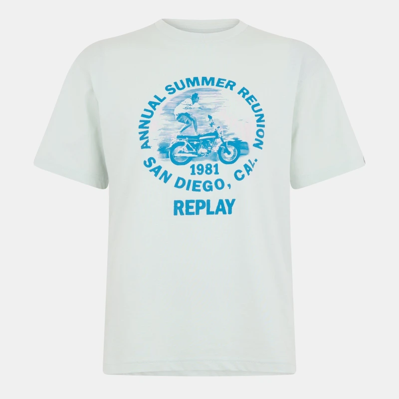 Image of Replay Mens Moto Tricks T-Shirt Mint male S
